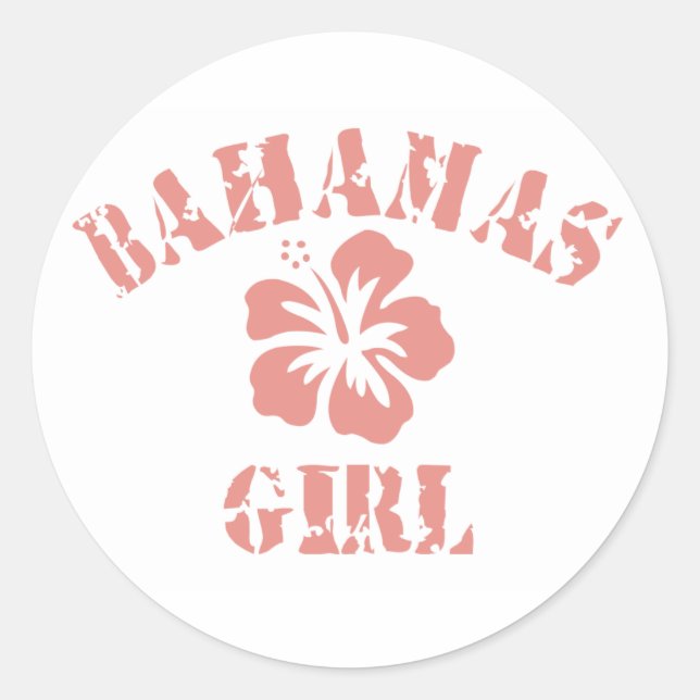 Bahamas Pink Girl Classic Round Sticker (Front)