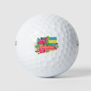 Bahamas retro caribbean island flamingo vintage golf balls