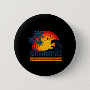 Bahamas Retro Sunset 70s 80s Palm Tree Beach 6 Cm Round Badge
