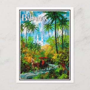 Bahamas, ride through jungle, vintage, travel postcard