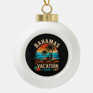 Bahamas Sand Sea Sun Vacation 2026 Ceramic Ball Christmas Ornament
