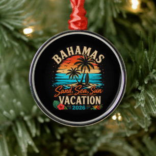 Bahamas Sand Sea Sun Vacation 2026 Metal Tree Decoration