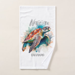 Bahamas Seat Turtle Bahamian Flag Beach Great Shar Hand Towel