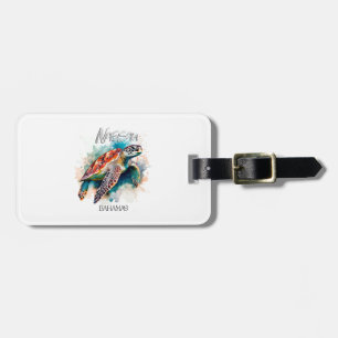 Bahamas Seat Turtle Bahamian Flag Beach Great Shar Luggage Tag