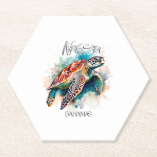 Bahamas Seat Turtle Bahamian Flag Beach Great Shar Paper Coaster