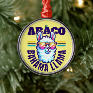 Bahamas Souvenir Gift : Abaco Bahamas Bahama Llama Metal Tree Decoration