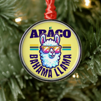 Bahamas Souvenir Gift : Abaco Bahamas Bahama Llama Metal Tree Decoration