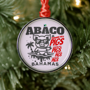 Bahamas Souvenir Gift: Abaco Bahamas Swimming Pigs Metal Tree Decoration