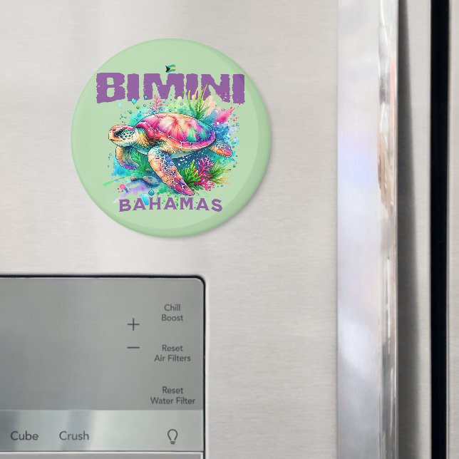 Bahamas Souvenir Gift : Bimini Bahamas Sea Turtle Magnet (In Situ (Fridge))