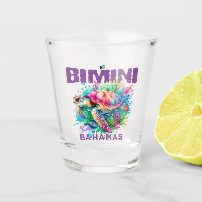 Bahamas Souvenir Gift : Bimini Bahamas Sea Turtle Shot Glass (Front)