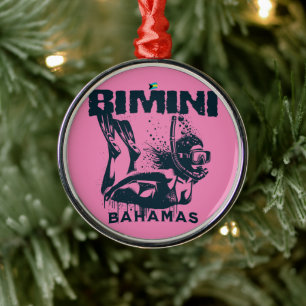 Bahamas Souvenir Gift : Bimini Bahamas Snorkelling Metal Tree Decoration