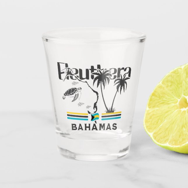 Bahamas Souvenir Gift : Eleuthera Bahamas Flag Shot Glass (Front)