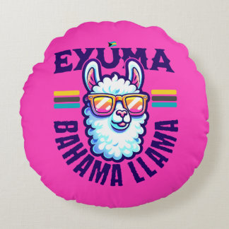 Bahamas Souvenir Gift : Exuma Bahamas Bahama Llama Round Cushion