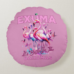 Bahamas Souvenir Gift : Exuma Bahamas Flamingo Round Cushion