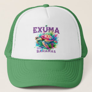Bahamas Souvenir Gift : Exuma Bahamas Sea Turtle Trucker Hat