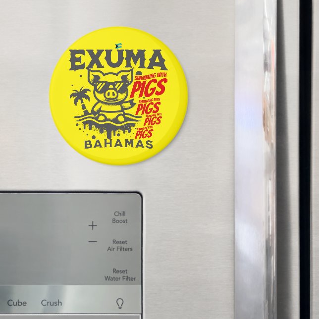 Bahamas Souvenir Gift: Exuma Bahamas Swimming Pigs Magnet (In Situ (Fridge))
