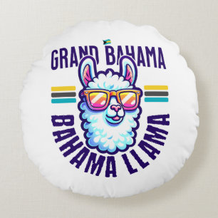 Bahamas Souvenir Gift : Grand Bahama Bahamas Llama Round Cushion