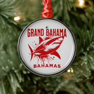 Bahamas Souvenir Gift : Grand Bahama Bahamas Shark Metal Tree Decoration