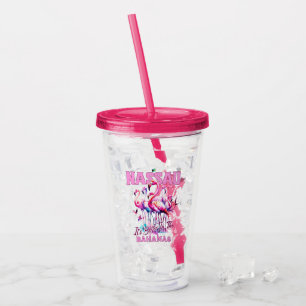 Bahamas Souvenir Gift : Nassau Bahamas Flamingo Acrylic Tumbler