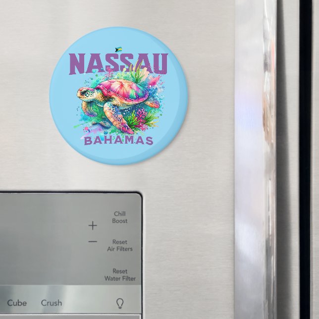 Bahamas Souvenir Gift : Nassau Bahamas Sea Turtle Magnet (In Situ (Fridge))