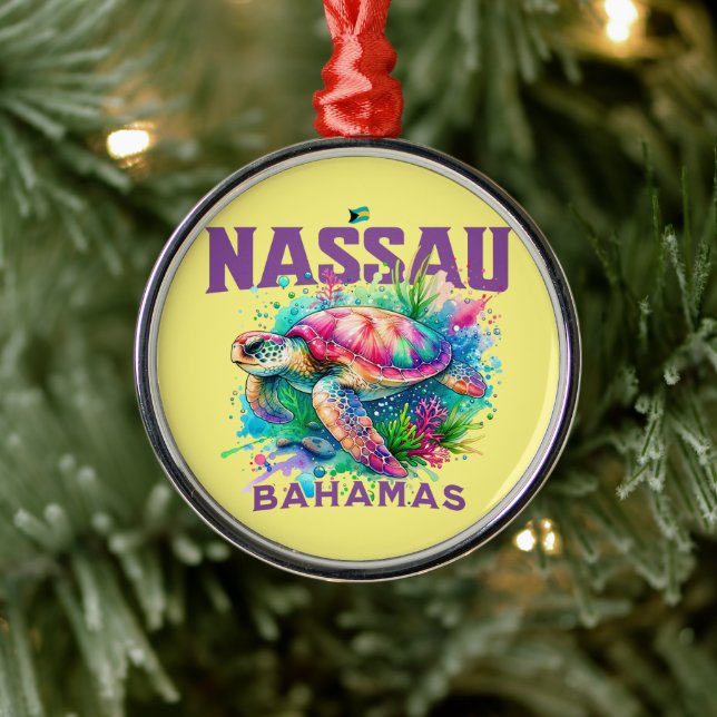Bahamas Souvenir Gift : Nassau Bahamas Sea Turtle Metal Tree Decoration (Tree)