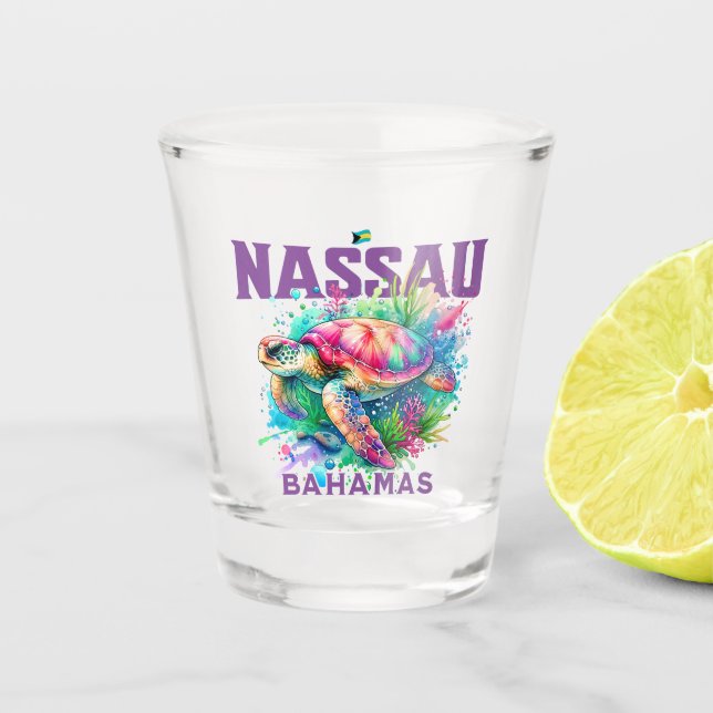 Bahamas Souvenir Gift : Nassau Bahamas Sea Turtle Shot Glass (Front)
