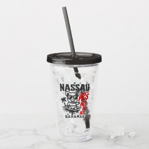 Bahamas Souvenir Gift: Nassau Bahamas Swimming Pig Acrylic Tumbler
