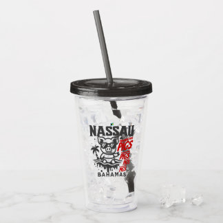 Bahamas Souvenir Gift: Nassau Bahamas Swimming Pig Acrylic Tumbler