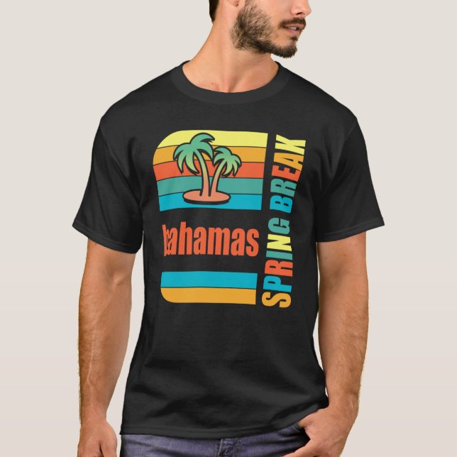 Bahamas Spring Break High School Retro Beach Graph T-Shirt (Front)