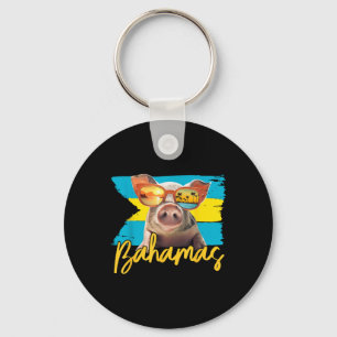 Bahamas Swimming Pig Caribbean Beach Trips Summer Key Ring