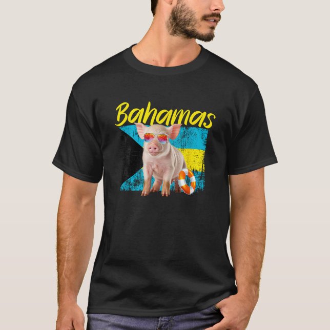 Bahamas Swimming Pig Summer Vacation Beach Souveni T-Shirt (Front)