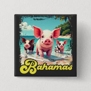 Bahamas Swimming Pigs - Exuma Pig Beach Adventure 15 Cm Square Badge