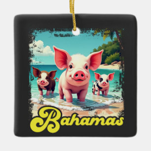 Bahamas Swimming Pigs - Exuma Pig Beach Adventure Ceramic Ornament