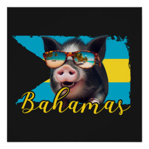 Bahamas Swimming Pigs - Exuma Pig Beach Adventure Poster