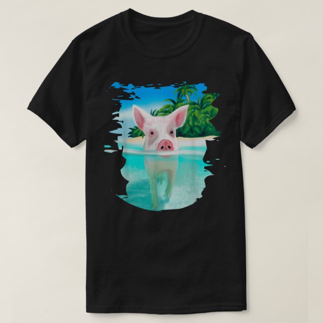 Bahamas Swimming Pigs Pig Swim Beach Holidays T-Shirt (Design Front)