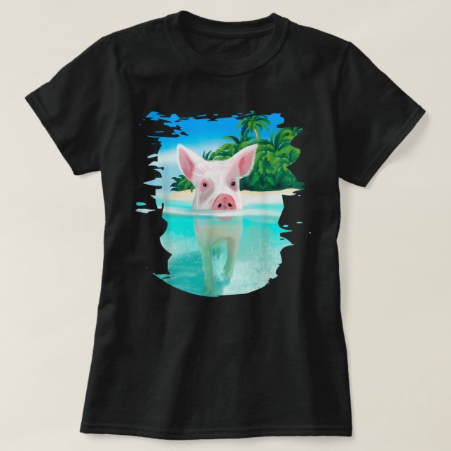 Bahamas Swimming Pigs Pig Swim Beach Holidays T-Shirt (Design Front)
