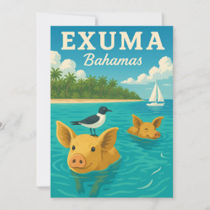 Bahamas Swimming Pigs Tropical Beach Exuma 2025 Invitation