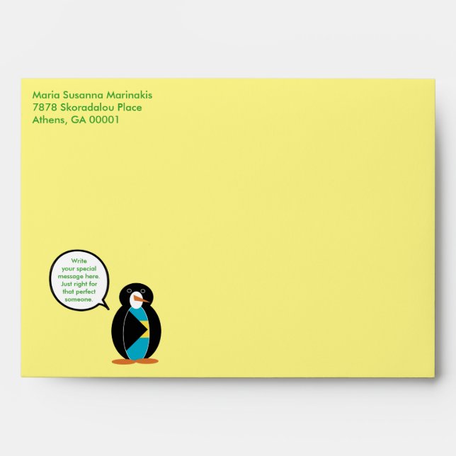 Bahamas Talking Ms Penguin  Envelope (Front)