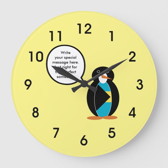 Bahamas Talking Ms Penguin  Large Clock (Front)
