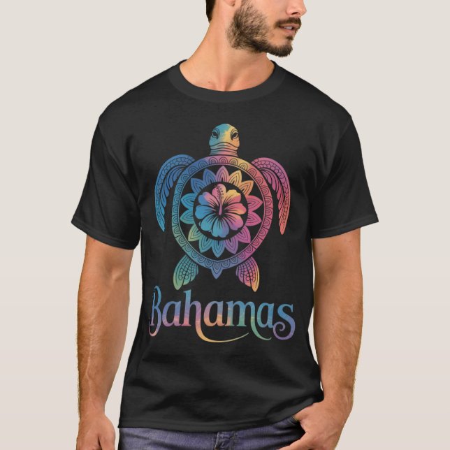 Bahamas Tie Dye Sea Turtle Vacation T-Shirt (Front)