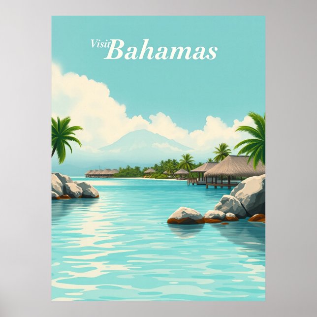 Bahamas – Turquoise Waters Vintage Illustration Poster (Front)