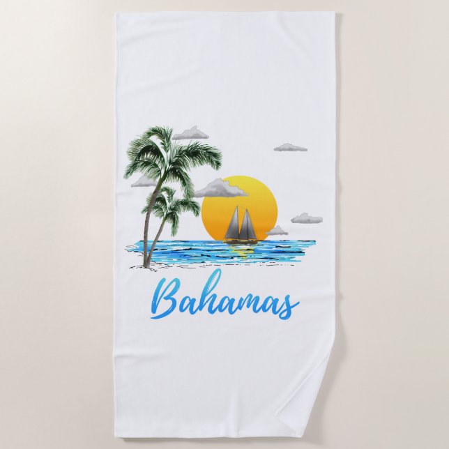 Bahamas Vacation Sailing Beach Towel (Front)