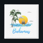 Bahamas Vacation Sailing Magnet<br><div class="desc">It's always better in the Bahamas! This island design makes for the perfect Bahamas Souvenir gift for your next tropical vacation to the Bahama Islands. This island design features a sailboat on the water,  palm trees on a beach,  and a sunset.</div>