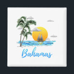 Bahamas Vacation Sailing Magnet<br><div class="desc">It's always better in the Bahamas! This island design makes for the perfect Bahamas Souvenir gift for your next tropical vacation to the Bahama Islands. This island design features a sailboat on the water, palm trees on a beach, and a sunset.</div>