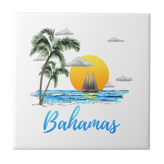 Bahamas Vacation Sailing Tile (Front)