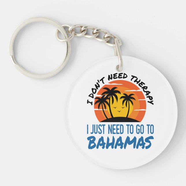 Bahamas Vacation Tropical Beach Trip Therapy Key Ring (Front)
