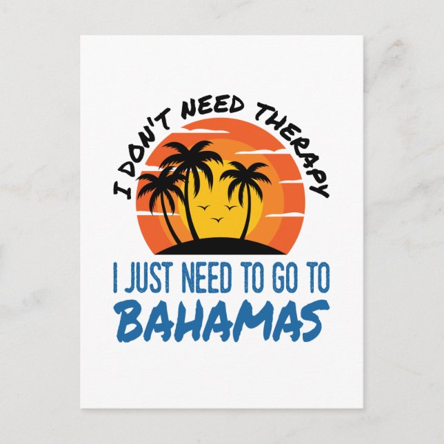 Bahamas Vacation Tropical Beach Trip Therapy Postcard (Front)