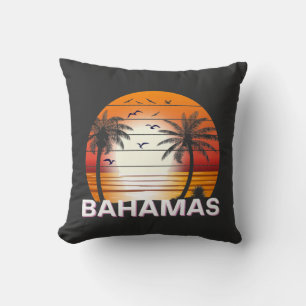 Bahamas Vintage Palm Trees Summer Beach Cushion