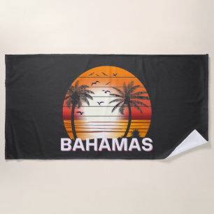 Bahamas Vintage Palm Trees Summer Beach Towel