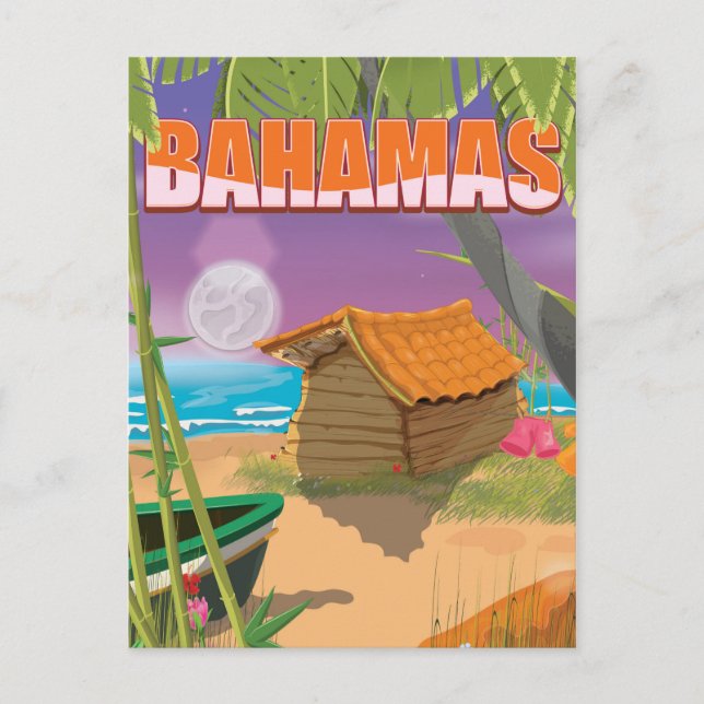 Bahamas vintage travel poster postcard (Front)